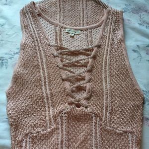 Rose gold metallic knit chainmail pink Bodycon Dress Medium